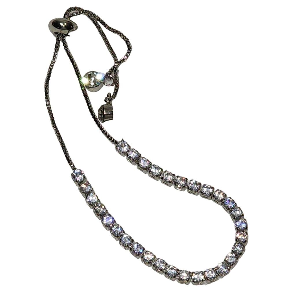 Beautiful Silver Slider Tennis Bracelet Made with Brilliant Swarovski‎ Crystals